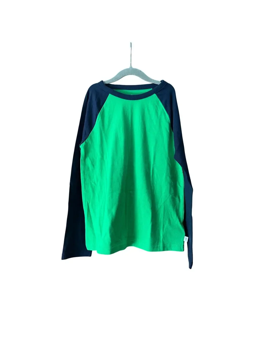 Gap Kids Boys' Color-Blocked Raglan Long-Sleeve T-Shirt Blue/Green Size M 8-9